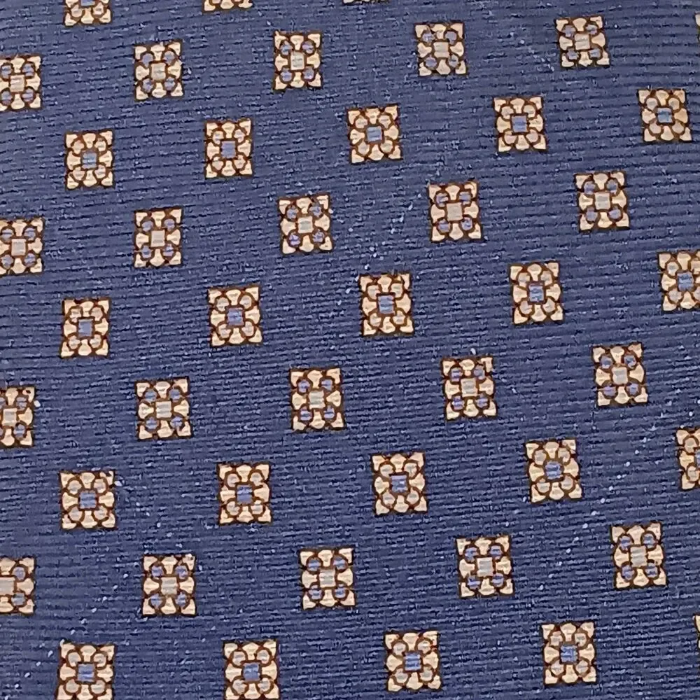 Vtg Lands’ End Floral Medallion Silk Tie-Long Handsewn-1990s-Woven-Traditional